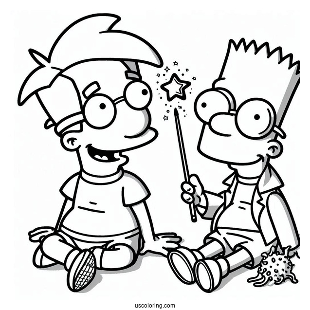 Bart And Milhouse Coloring Page