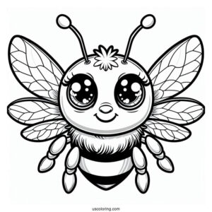 Large Bee Coloring Page With Glossy Eyes