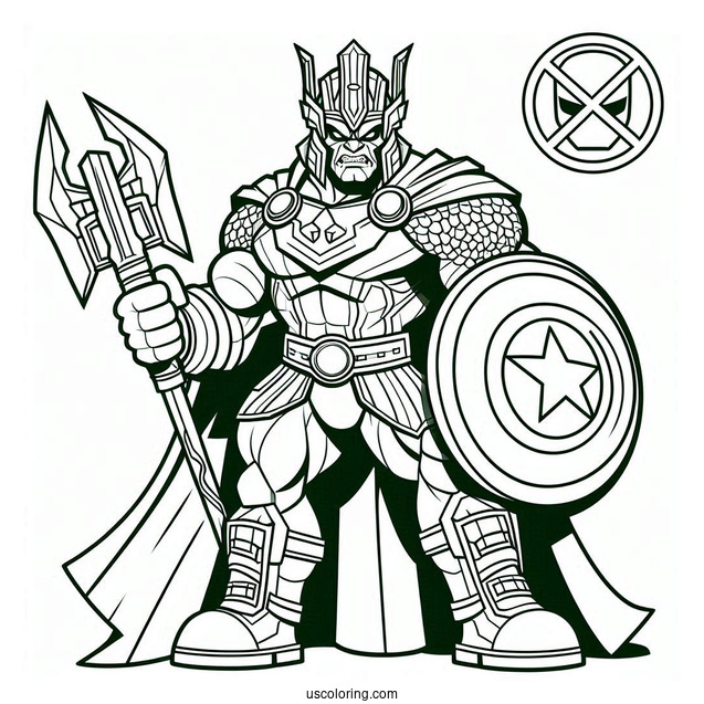 Captain America With Hulk Coloring Page In A Battle