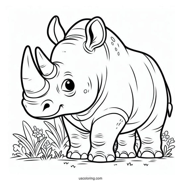Rhino Coloring Page For Preschoolers