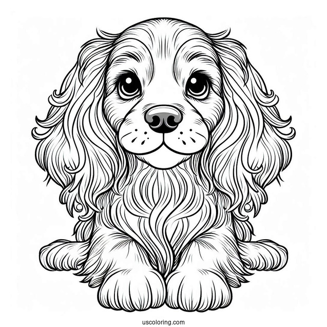 Pretty Spaniel Dog To Color