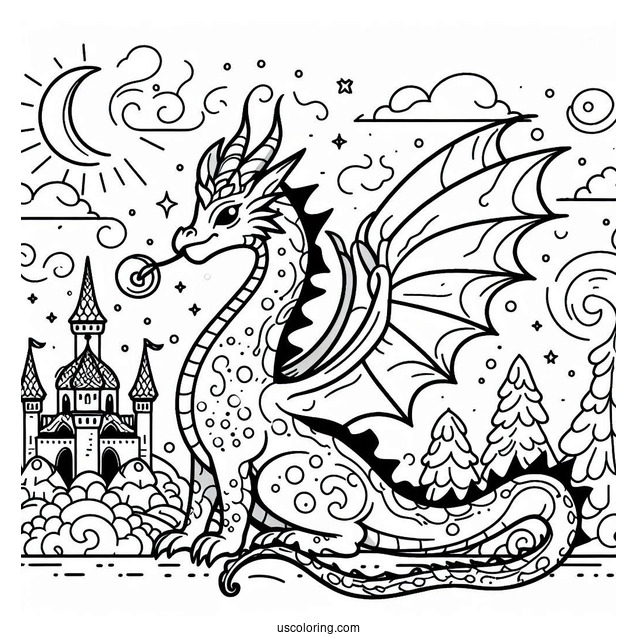 Easy To Color Dragon For Kids