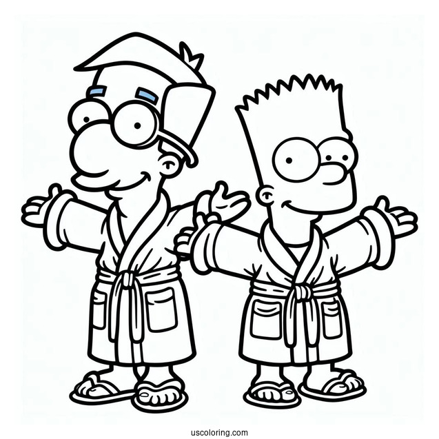 Milhouse And Bart Wearing Robes To Color