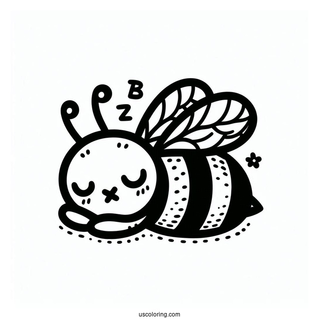 Sleeping Bee Coloring Page For Preschoolers