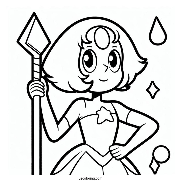 Steven Universe Coloring Page Of Simple Pearl Holding Spear
