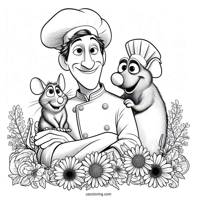 Pixar Coloring Page of Alfredo And Remy From Ratatouille
