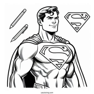 Easy Outline Of Superman Coloring Sheet