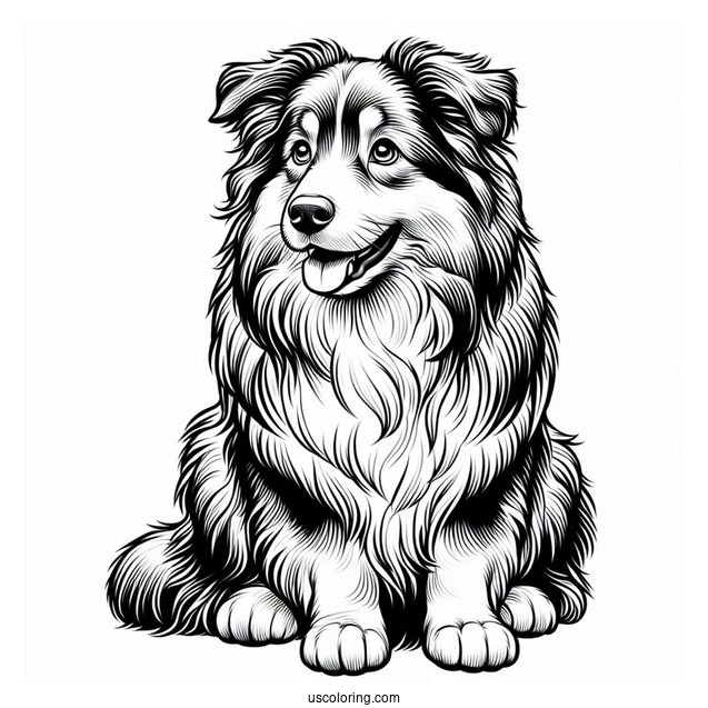 Coloring Page Of Realistic Australian Shepherd