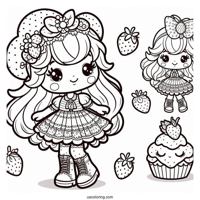 Detailed Strawberry Shortcake Coloring Page