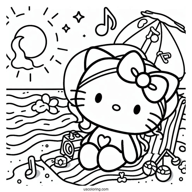 Cute Sanrio Coloring Page My Melody At The Beach