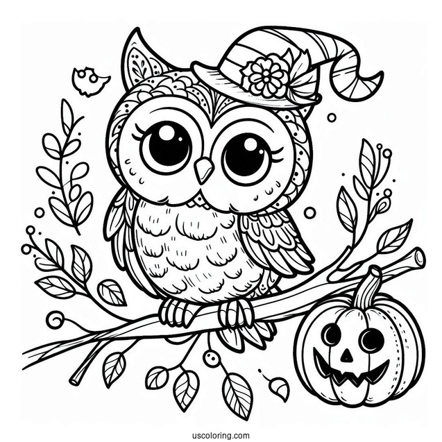 Coloring Sheet Of Halloween Themed Owl
