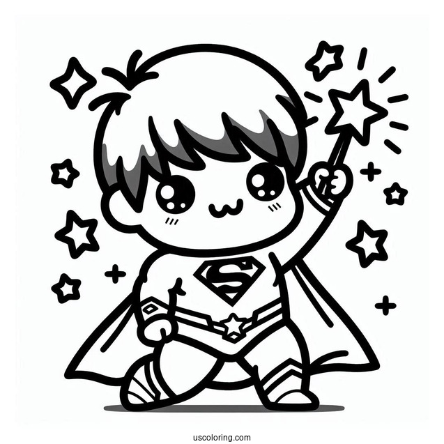 Cute Kawaii Superman Coloring