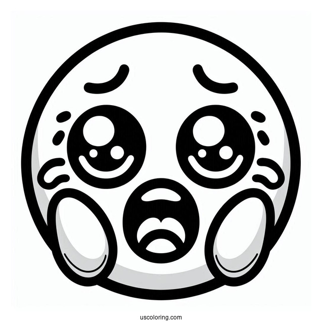 Face Screaming In Fear Emoji Coloring Page For Preschoolers