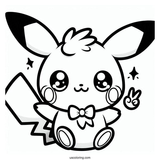 Kawaii Pichu Coloring Page For Preschoolers