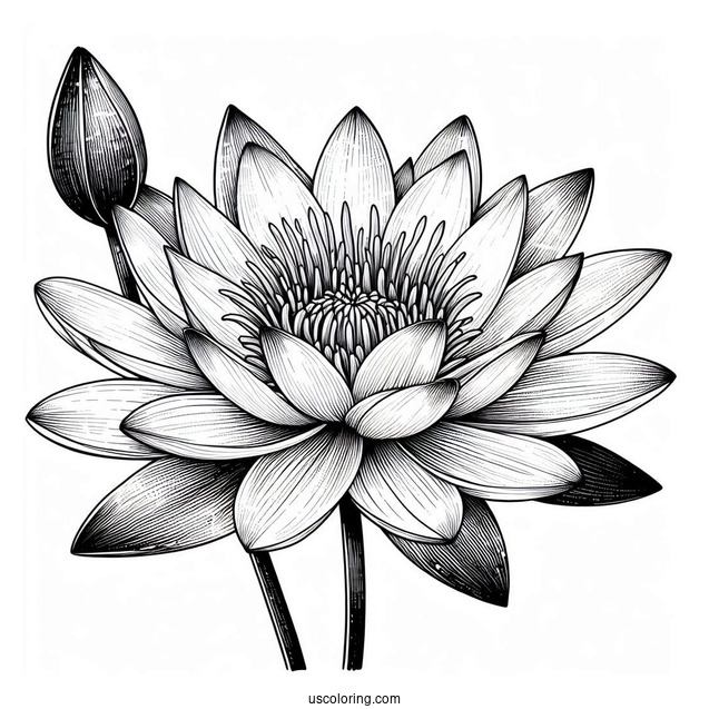 Flower Coloring Pages Of Midnight Water Lily