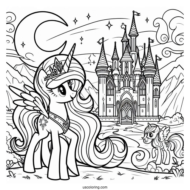 Simple Outline Of Princess Celestia and Castle