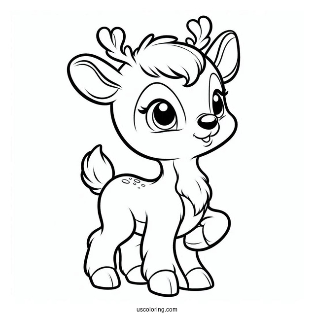 Baby Rudolph The Reindeer To Color