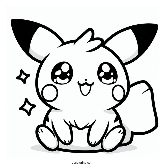 Kawaii Pichu Coloring Page For Preschoolers