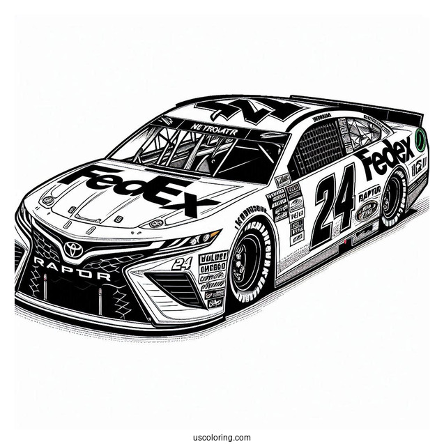 No 11 FedEx Toyota Racing No 24 Raptor Chevrolet NASCAR Coloring Page