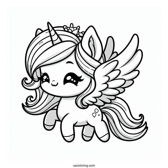 Cartoon Chibi Pegasus Coloring Page For Kids
