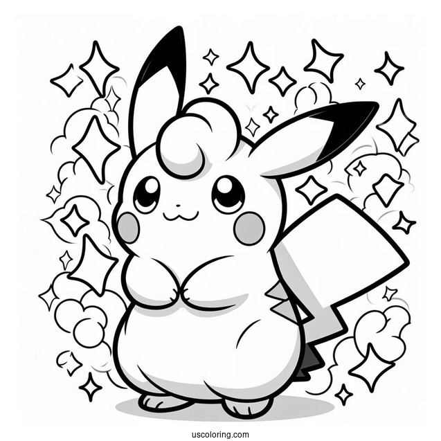 Shiny Mega Raichu Coloring Page Outline