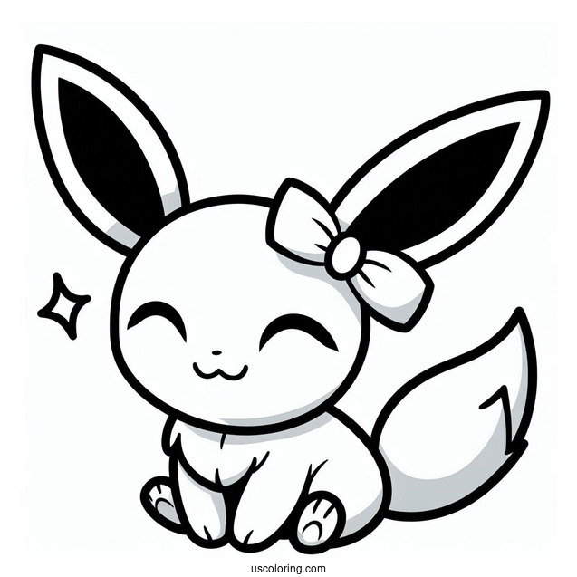 Easy Outline Of Smiling Sylveon Coloring Page For Preschoolers