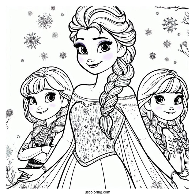 Frozen Elsa And Anne To Color In For Kids