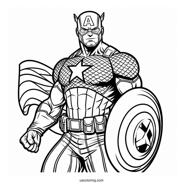 Captain America Superhero Coloring Sheet For Kids