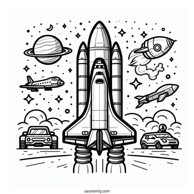 NASA Space Shuttle Discovery Coloring Page