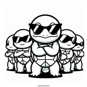 Cool Squirtle Coloring Page Of Squad Member With Arms Crossed