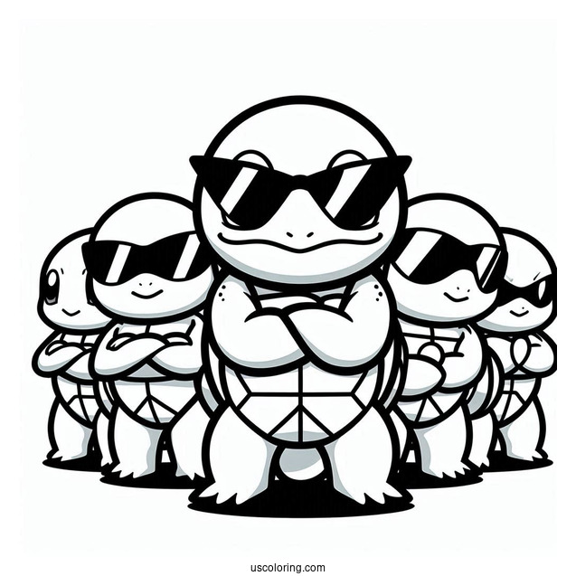 Cool Squirtle Coloring Page Of Squad Member With Arms Crossed