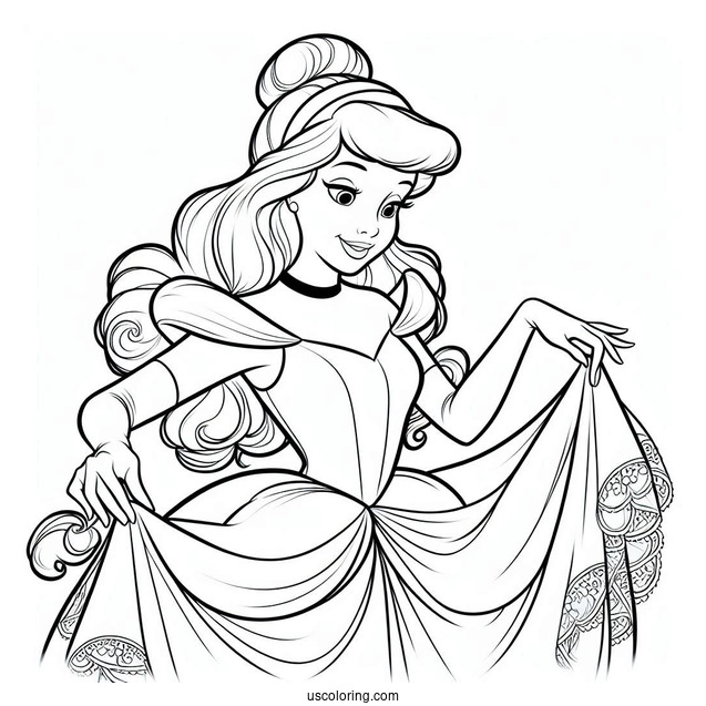 Cinderella Transforming In To a Princess Coloring Page