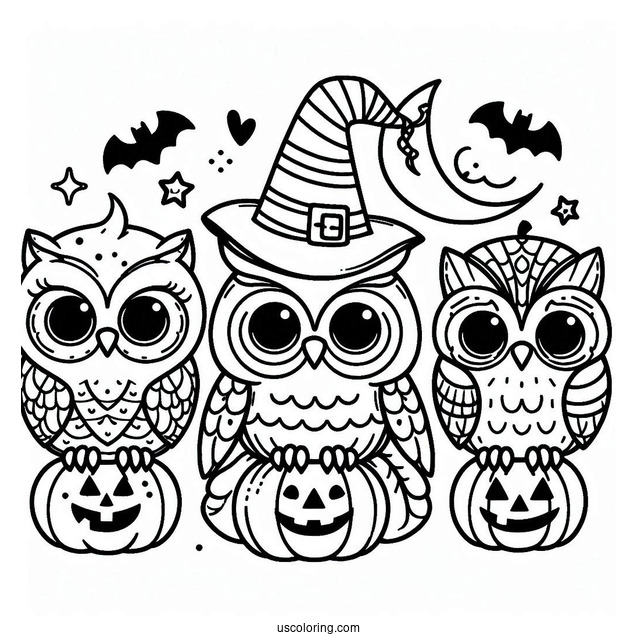 Coloring Sheet Of Halloween Themed Owl