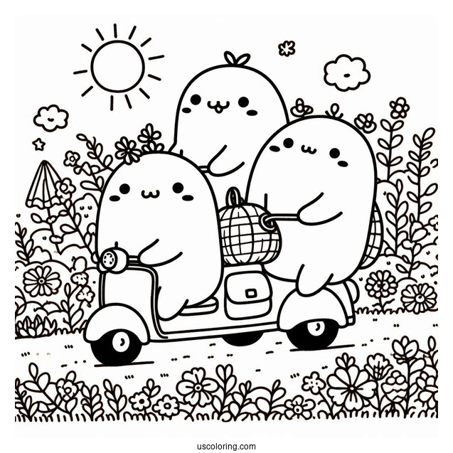 Sumikko Gurashi Coloring Page Friends Riding On Sumi-ssie