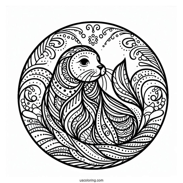 Intricate Seal Coloring Page Mandala