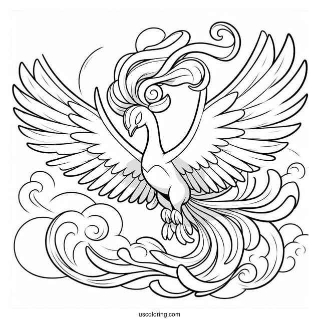 Ho-Oh Pokemon Soaring In The Sky