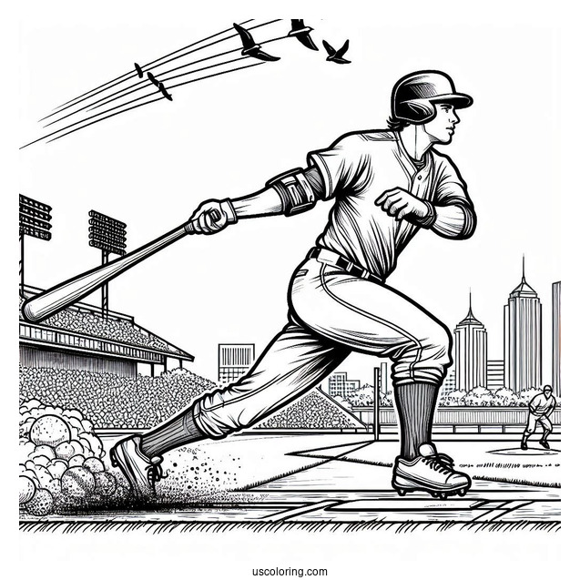 Baseball Player Running Through Bases During Homerun