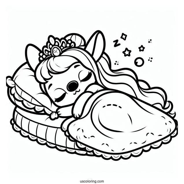 Sleeping Beauty Coloring Page Of Kawaii Stitch As Princess Aurora For Preschoolers