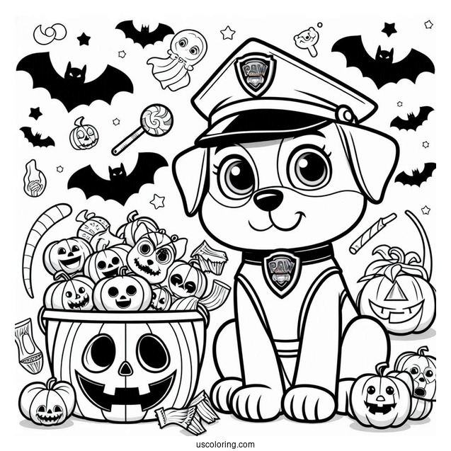 Halloween Themed Paw Patrol Coloring Picture