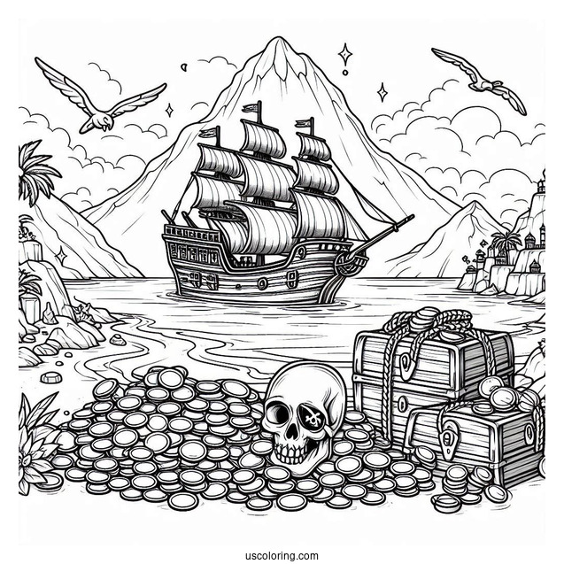 Coloring Page Of Pirates Gold