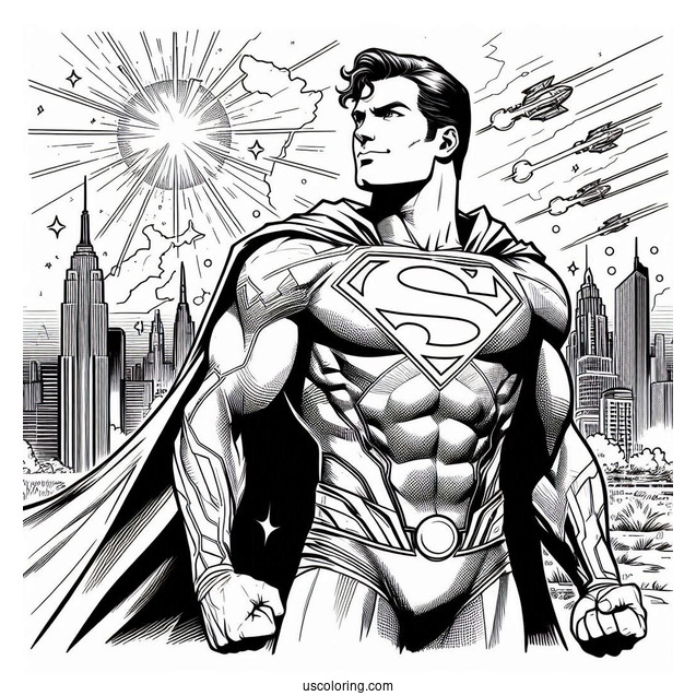 Superman With The Justice League Coloring