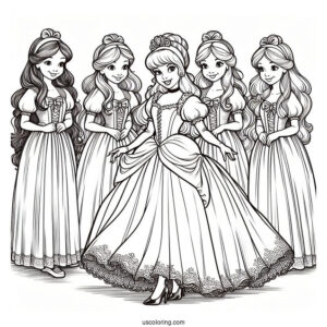 Cinderella And The Ugly Stepsisters Coloring Page