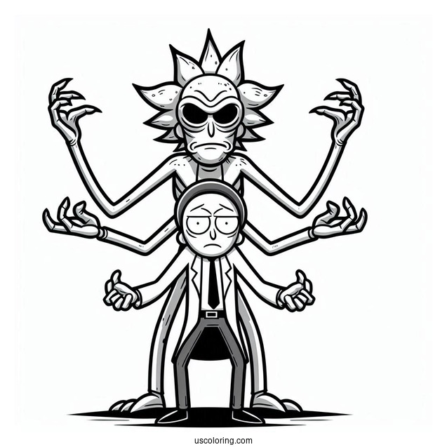 Rick and Morty Coloring Page Of Krombopulos Michael Alien Assassin