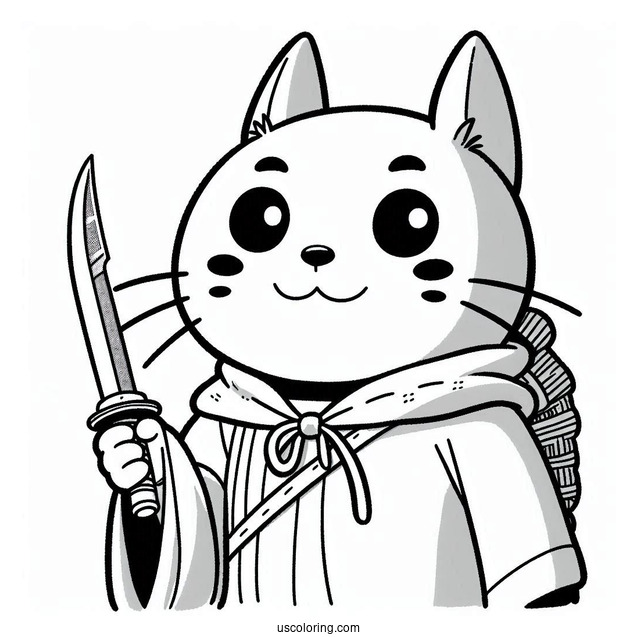 Studio Ghibli Coloring Page of San Holding Knife With Moro