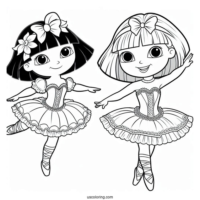 Dora As a Ballerina Coloring Page