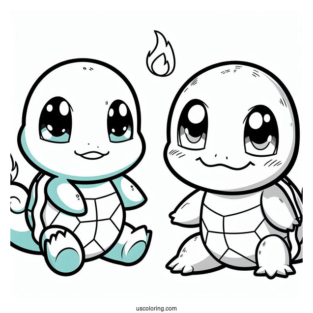 Smiling Squirtle Coloring Page For Preschoolers