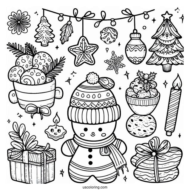 Christmas Coloring Pages For Adults Of Cartoon Animals Baking Christmas Cookies