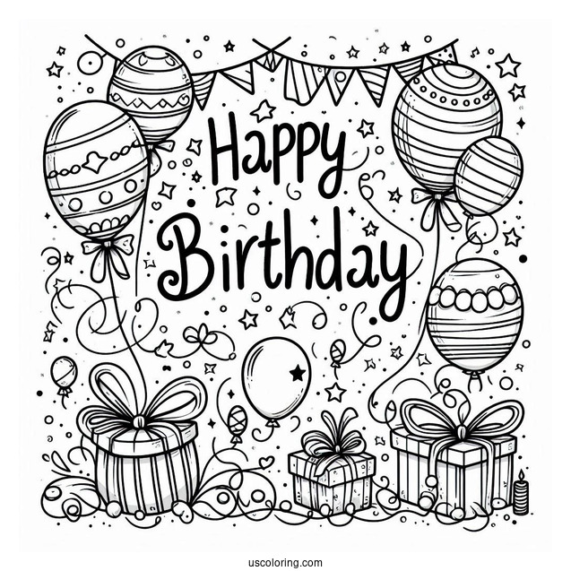 Happy Birthday To You Balloons To Color