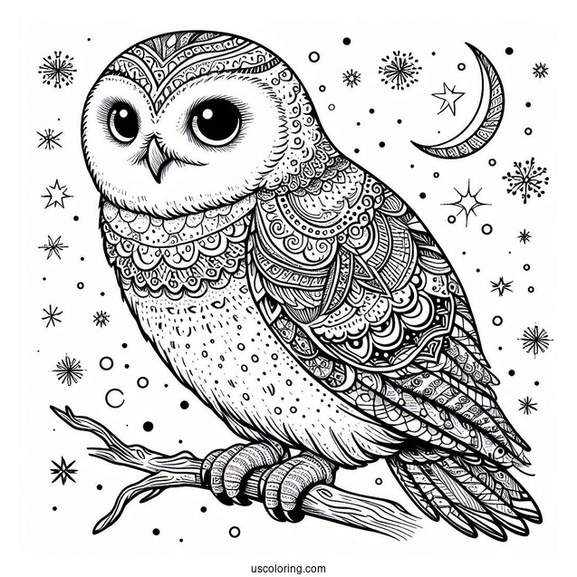 Detailed Snowy Owl To Color