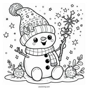 Magical Looking Young Snowman To Color
